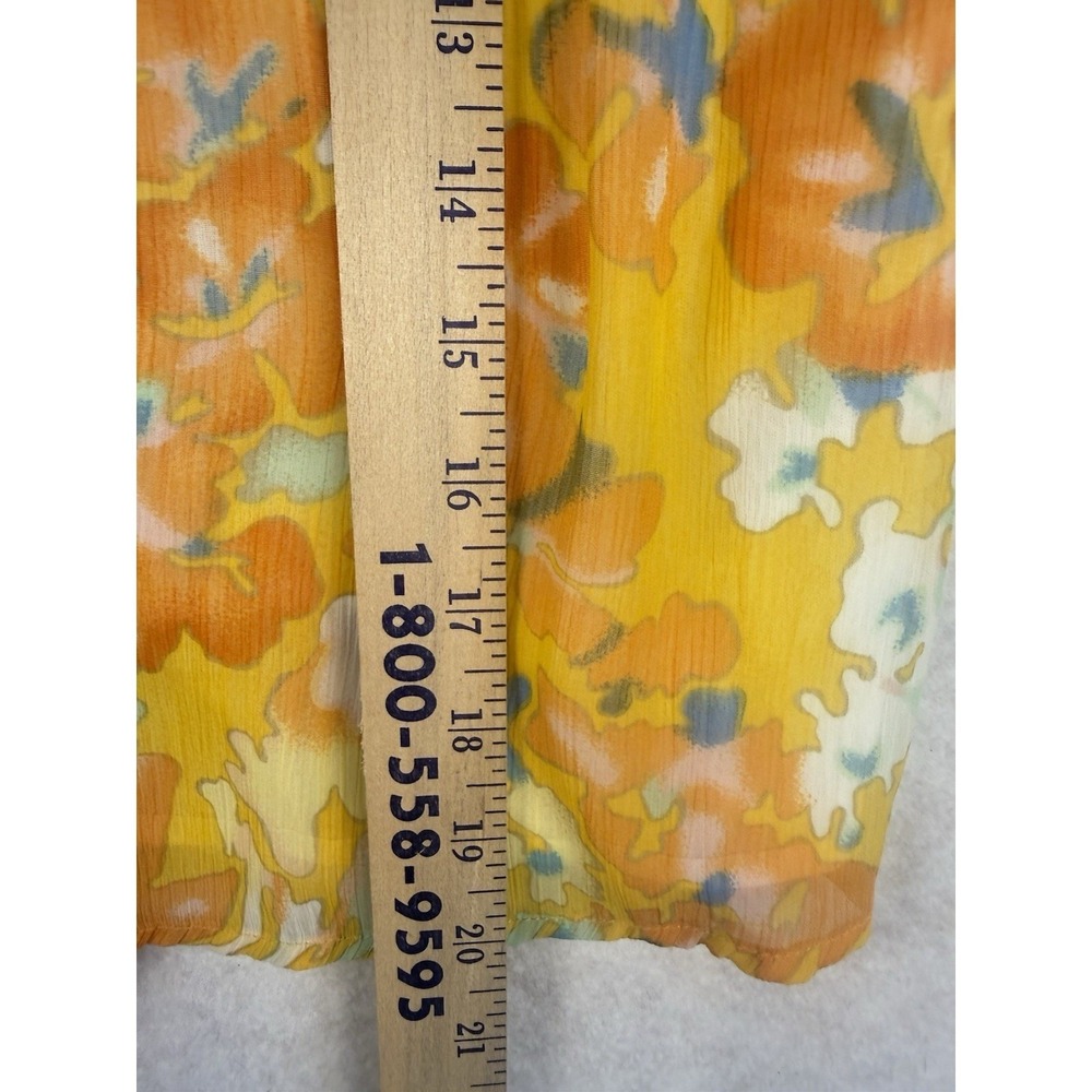 Chadwicks Womens Size 10 Yellow Floral Sleeveless Blouse Twist Neck Lined Top - Picture 3 of 6